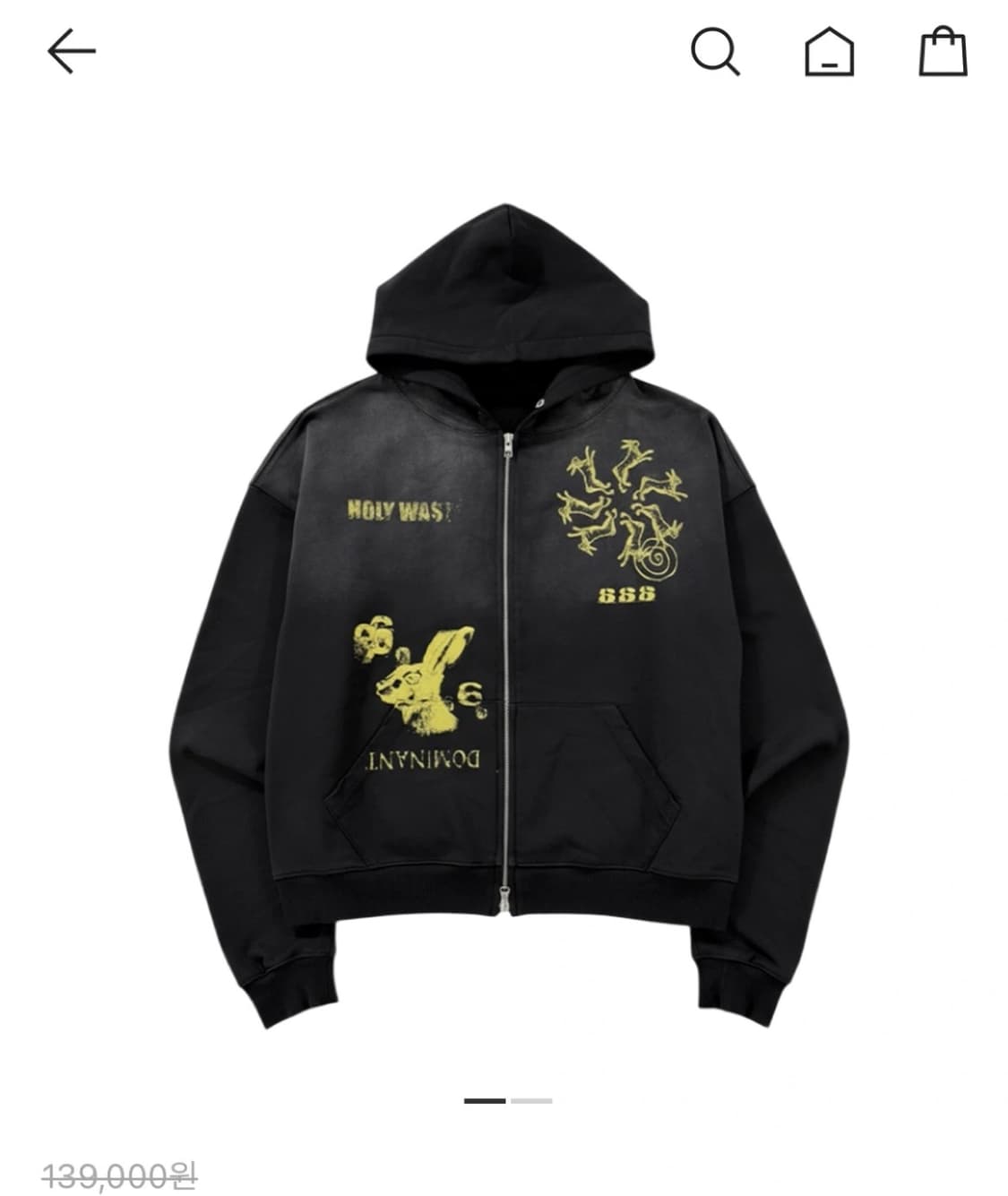 666 Hare Hoodie Zip-Up_Black L사이즈 상품이미지1