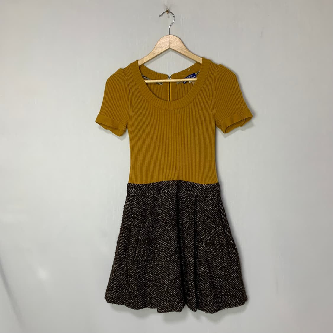 버버리 블루라벨 니트/헤링본 반팔 원피스 빈티지 38 사이즈 상품이미지1