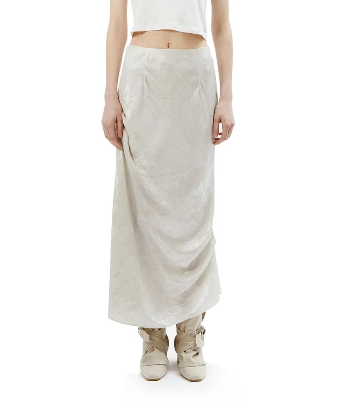 쓰리투에이티 언발란스 셔링 스커트 아이보리 상품이미지2