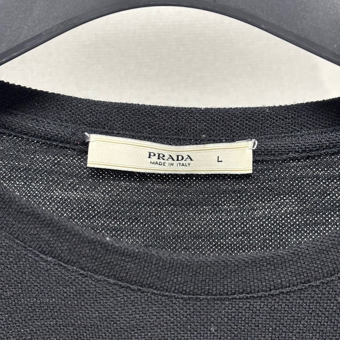 L) 프라다 울 캐시미어 크롭 니트 티셔츠 상품이미지2