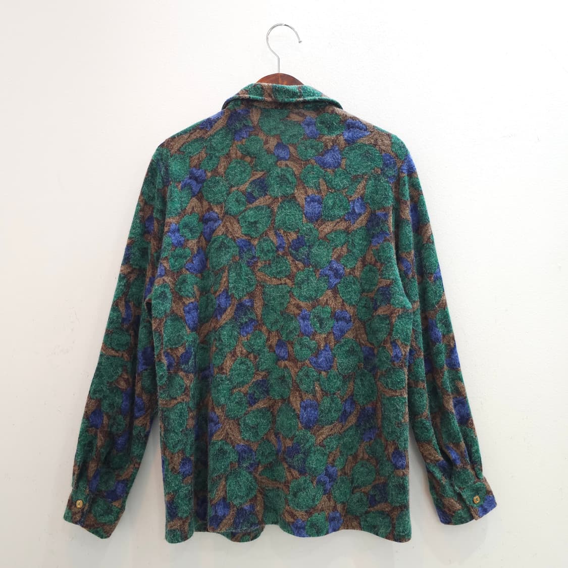 레트로 그린 플라워 울 보아셔츠 상품이미지2