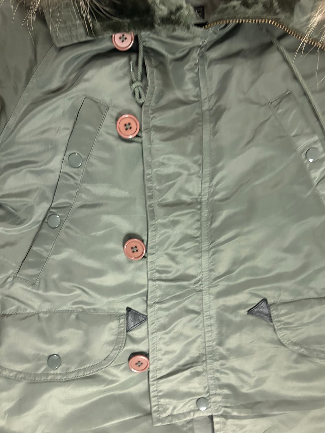 빈티지 무드 카키 퍼 패딩 점퍼 상품이미지4