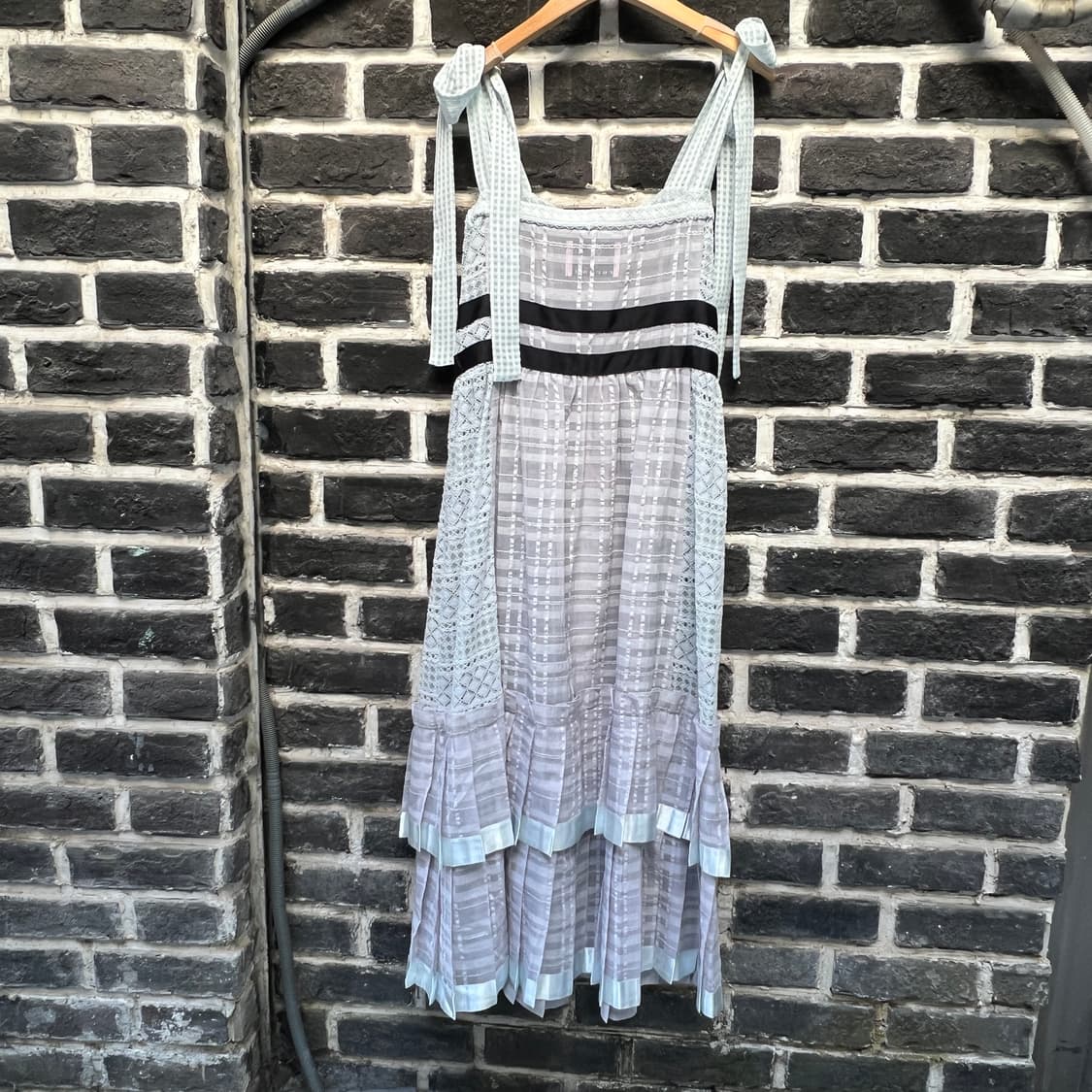 rurumu: 레이스업 플리츠 원피스 상품이미지5