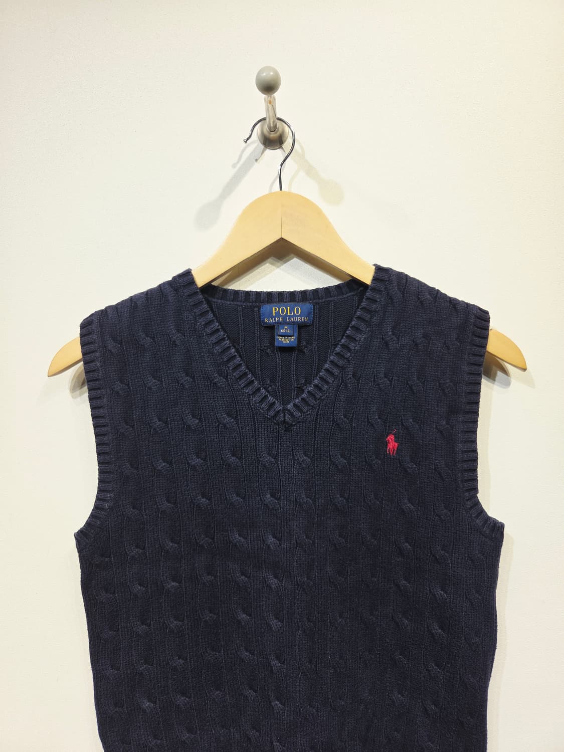 폴로 랄프로렌 키즈 케이블 니트 브이넥 조끼 네이비 상품이미지3