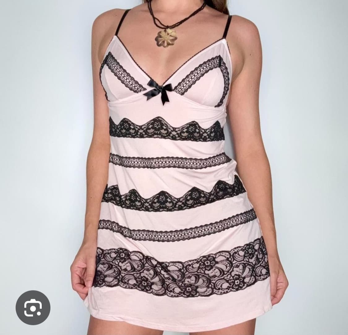 빅토리아시크릿 고전)2012 빈티지 블랙핑크 레이스리본히메갸루 슬립원피스 상품이미지2