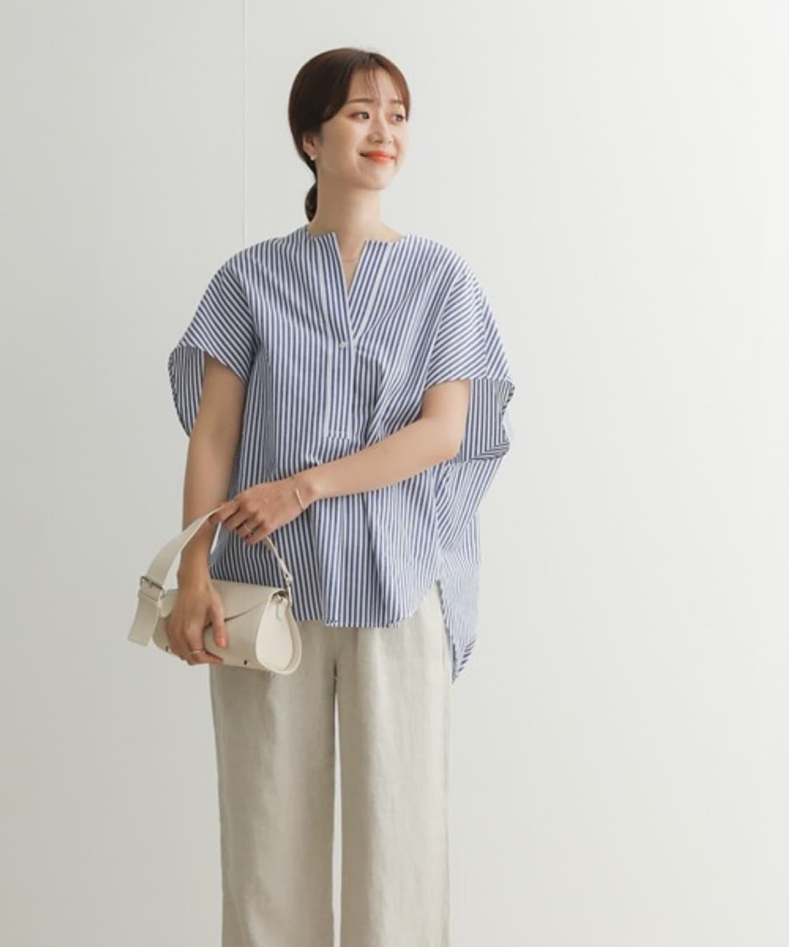URBAN RESEARCH DOORS 스트라이프 코튼 셔츠 (M) 상품이미지1
