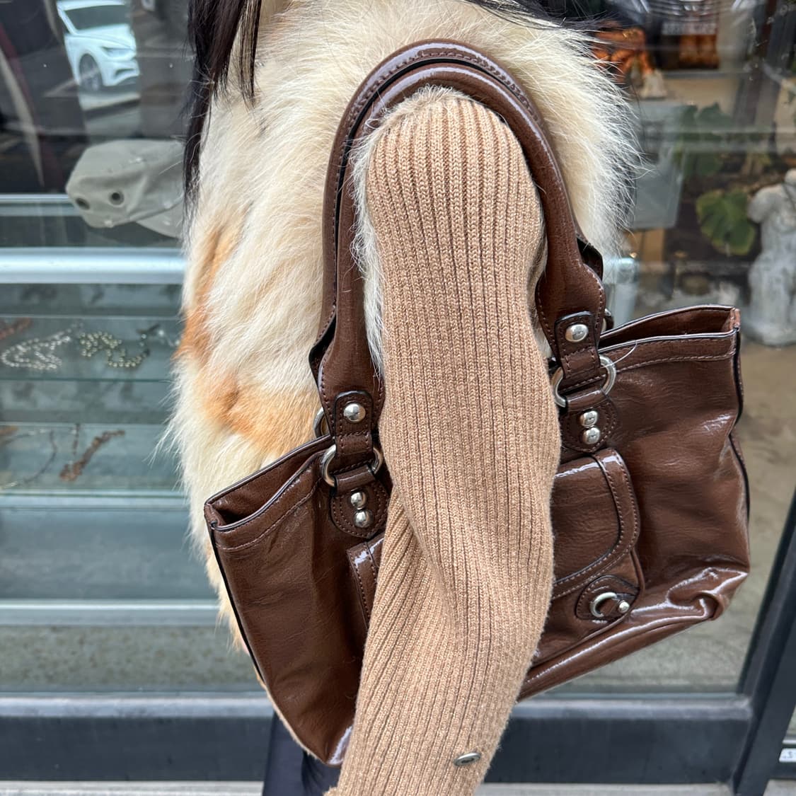 00s 빈티지 게스 브라운 오버사이즈 버클 가방 상품이미지8