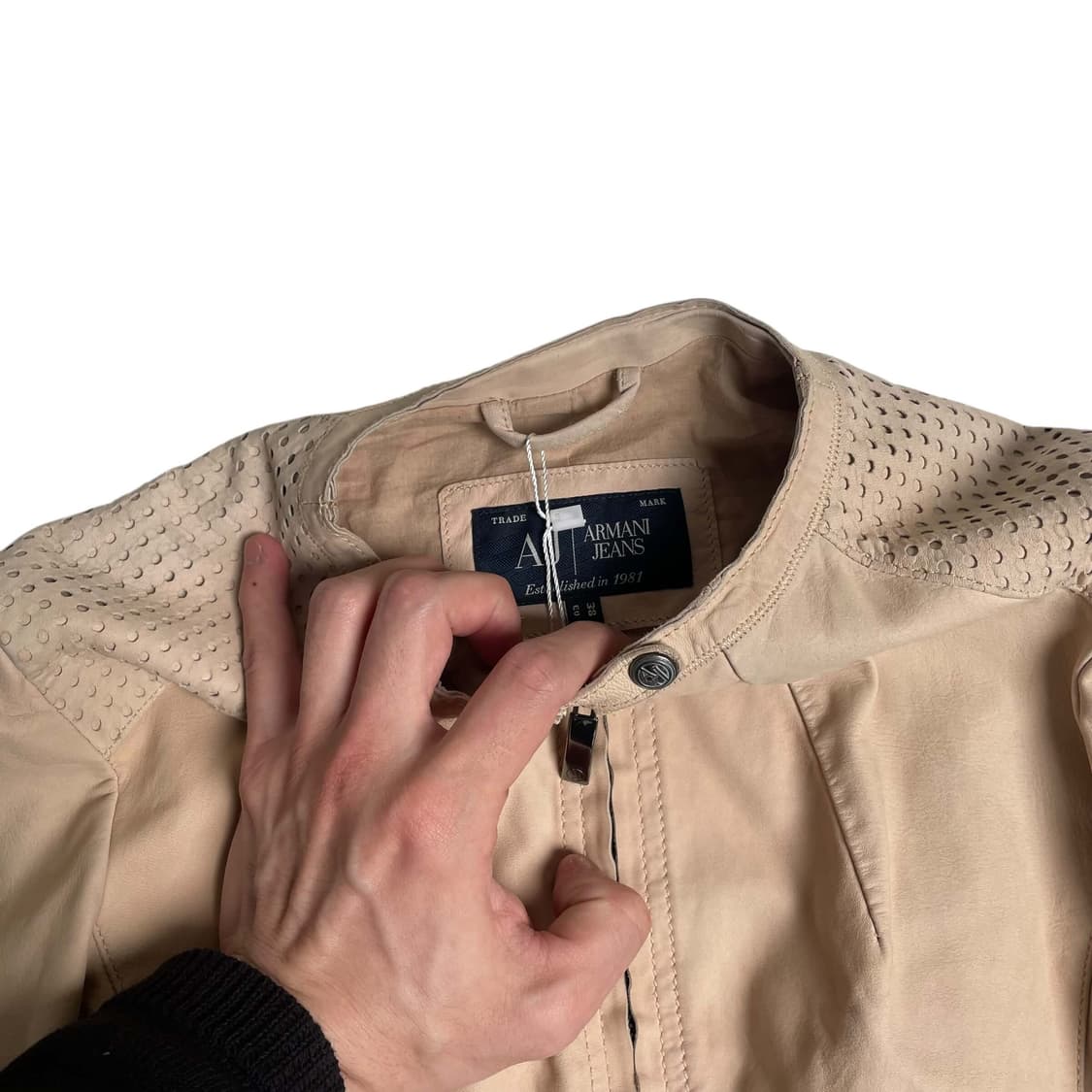 Armani jeans 펀칭 레더 집업 자켓 상품이미지8