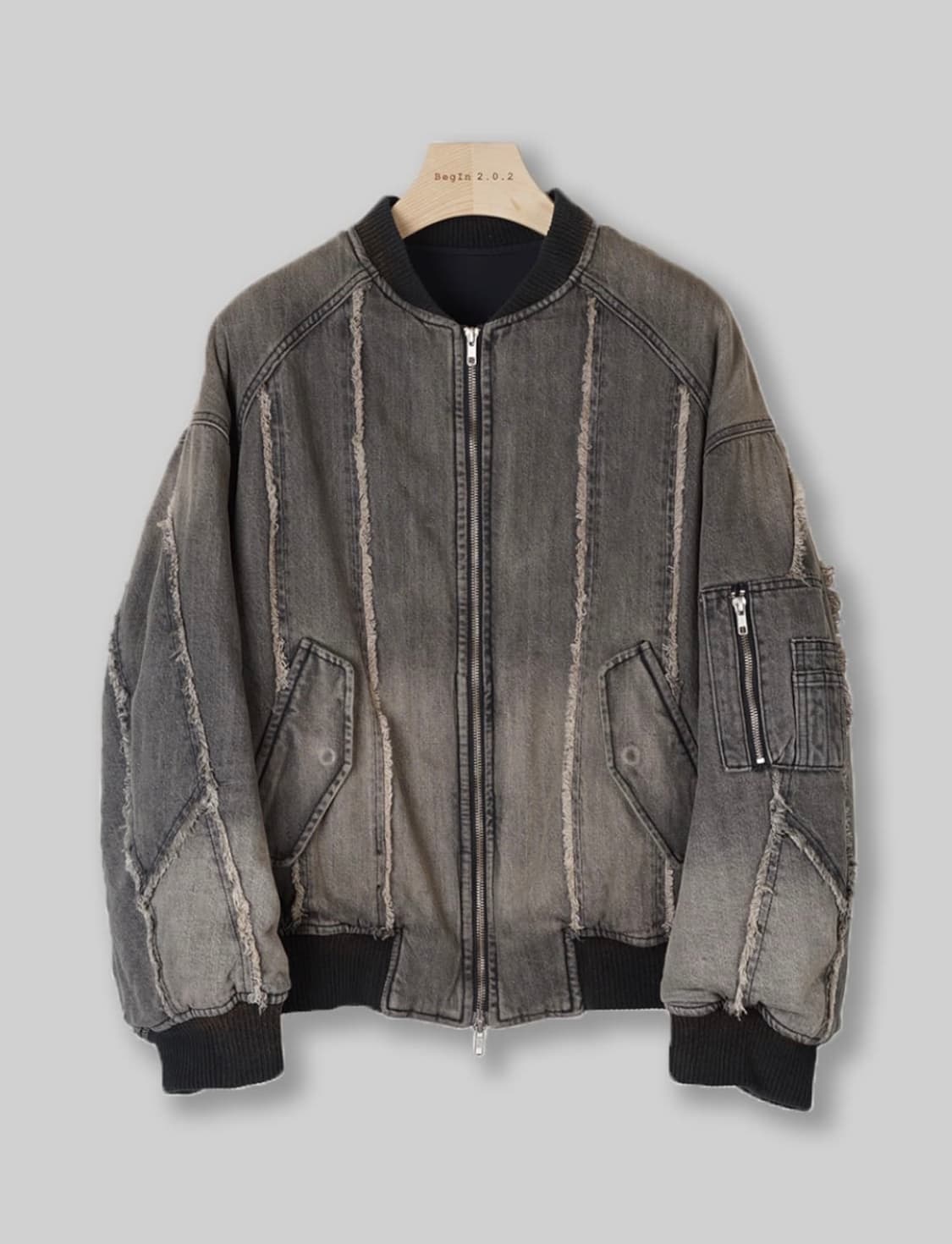 비긴202 빈티지 데님 MA-1  [Bleached Black] 상품이미지1