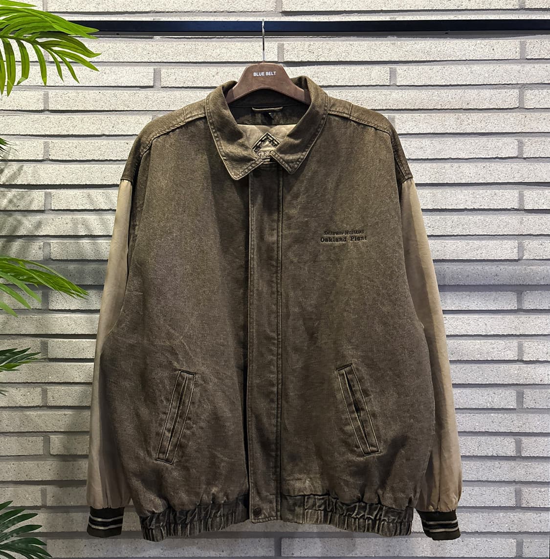 USA VINTAGE 데님 투톤 바시티 워크자켓 소매배색 자수 디테일 상품이미지2