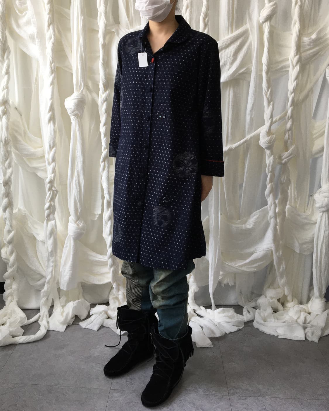 Button point pattern long shirt 상품이미지10