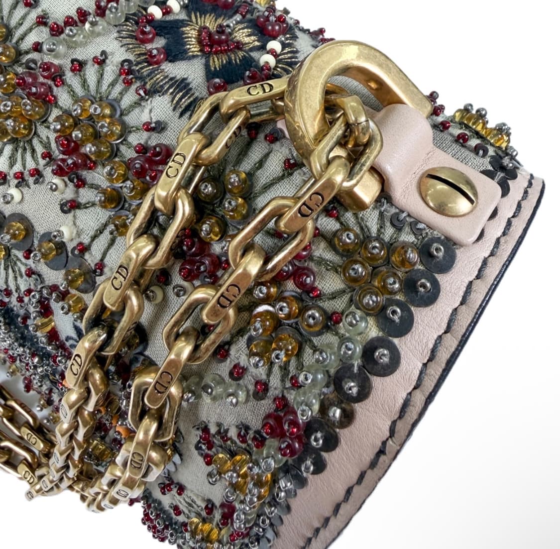 크리스찬 디올 여성 자디올 디오라마 비즈 자수 레더 체인 플랩 숄더백 상품이미지8