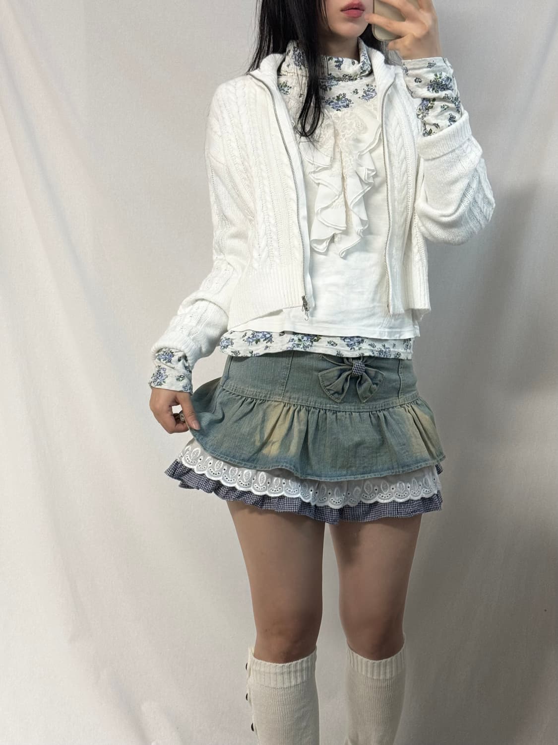 케이블 니트 하이넥 집업 상품이미지6