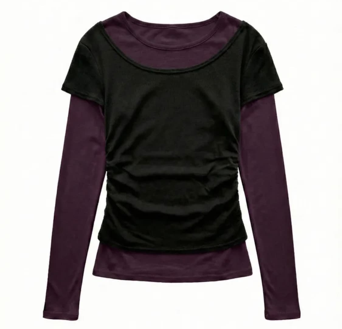  틸데서울 레이어드 텐셀 배색 티셔츠 상품이미지3