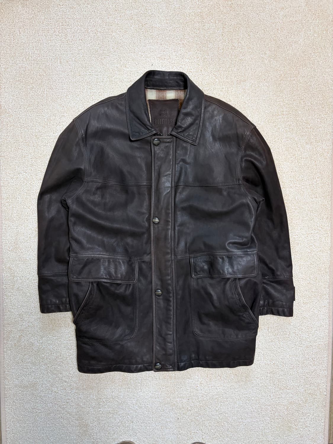 100) 00s 산양가죽 램스킨 필드자켓 브라운 레더카코트 상품이미지1