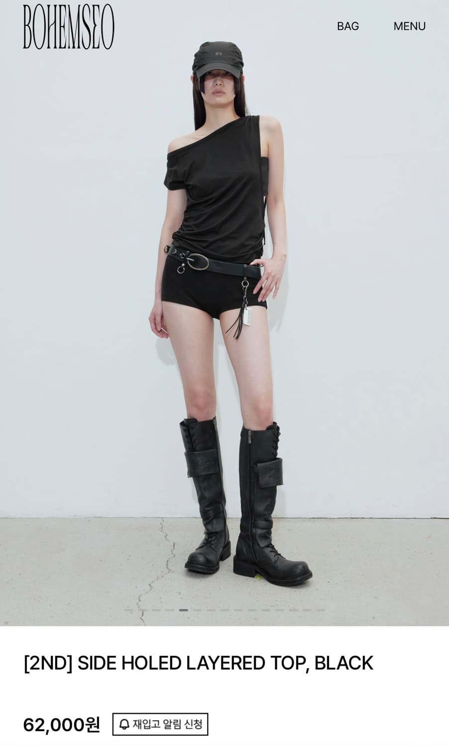 보헴서 레이어드 탑 SIDE HOLED LAYERED TOP, BLACK 상품이미지1