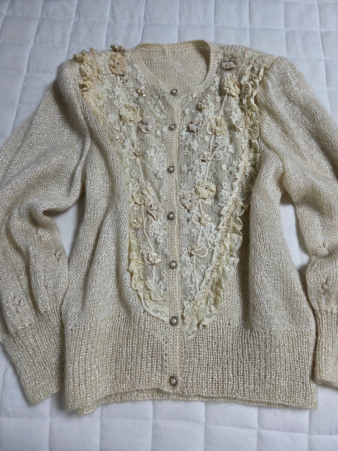 빈티지 모리 페어리 화이트 아이보리 가디건 상품이미지1