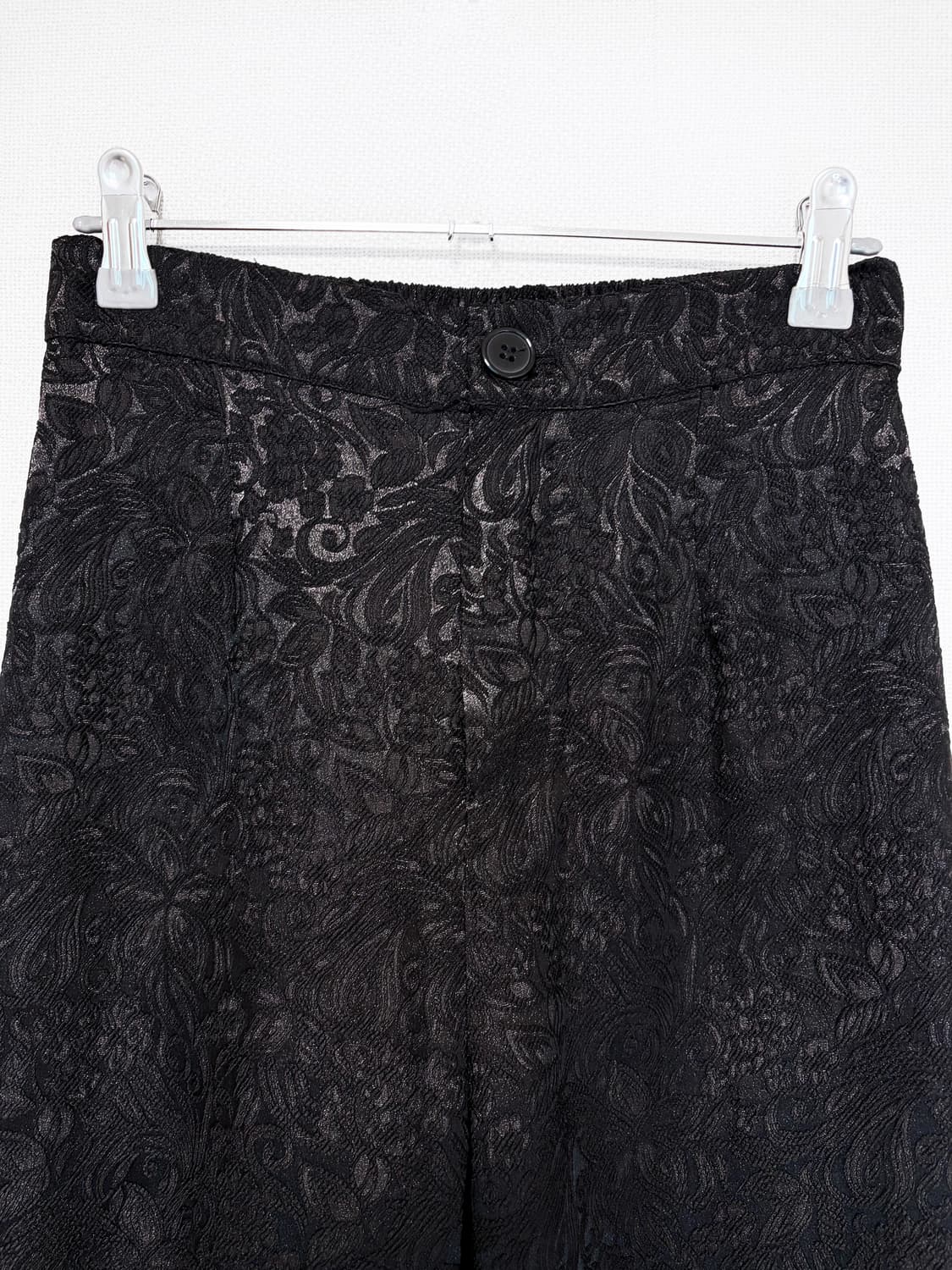 Floral Jacquard Slim Pants - Black 상품이미지5