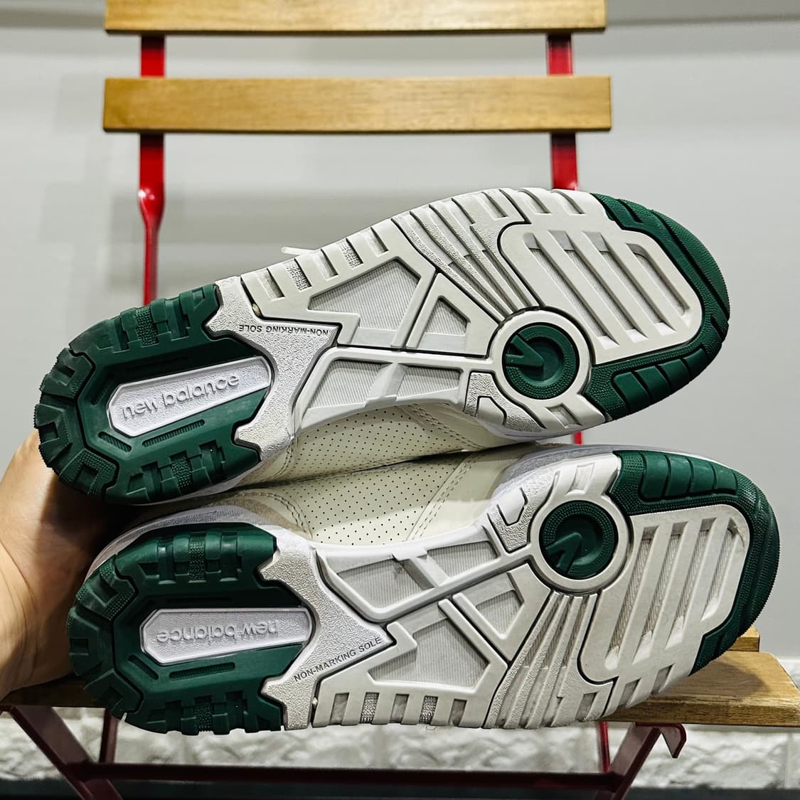 250) 뉴발란스 운동화 남녀공용 신발  550 레더 아이보리 그린 상품이미지6