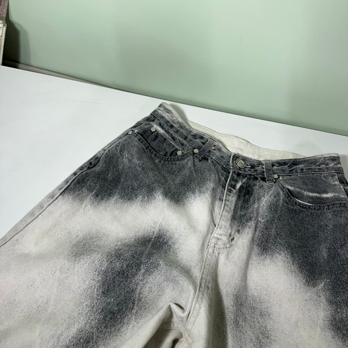 S-M 디엔에스알 DNSR 와이드핏 블리치 데님팬츠 상품이미지5