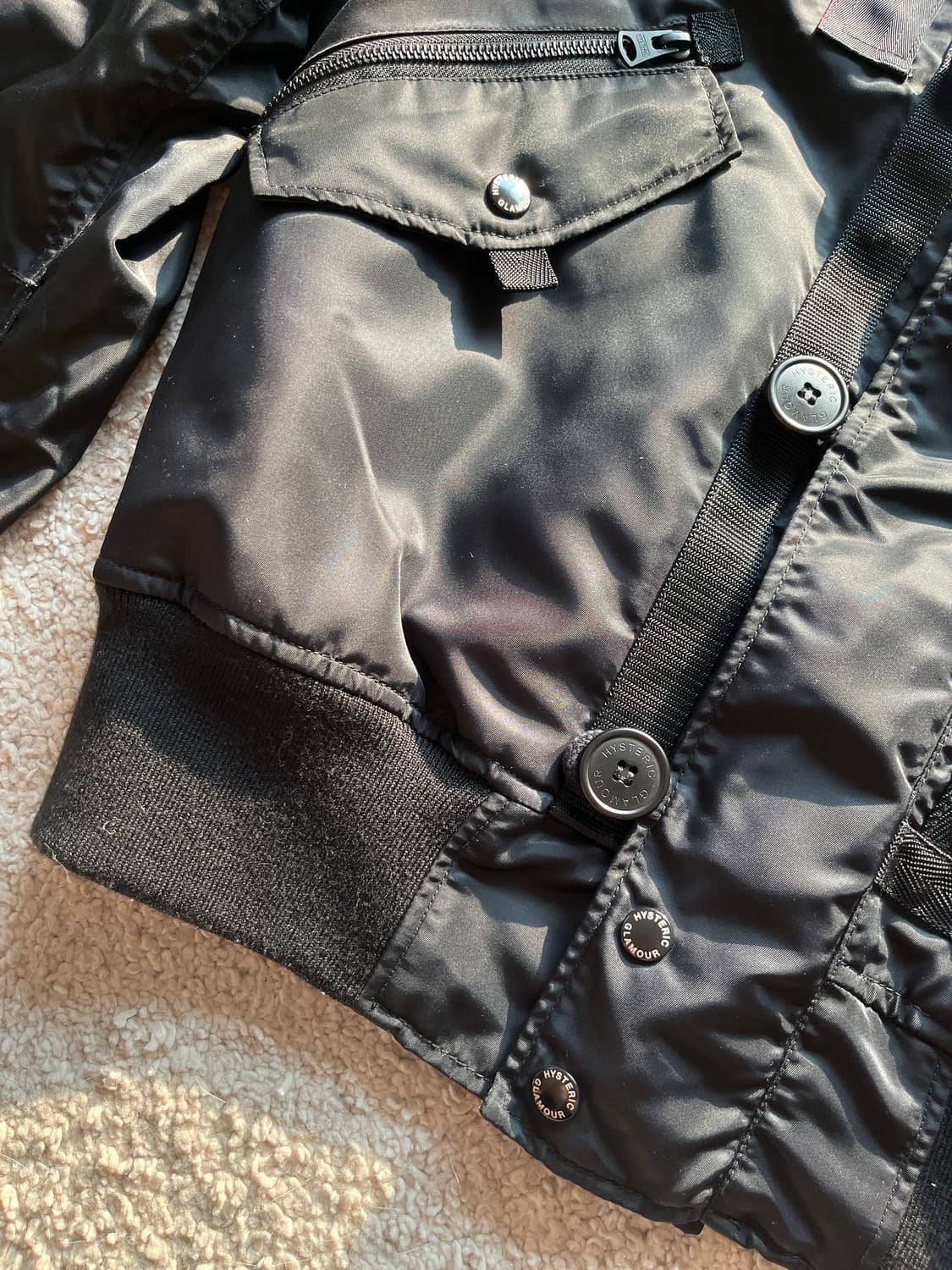 히스테릭 글래머 패치 포인트 밀리터리 블루종 오버사이즈 후드 봄버 자켓 상품이미지5