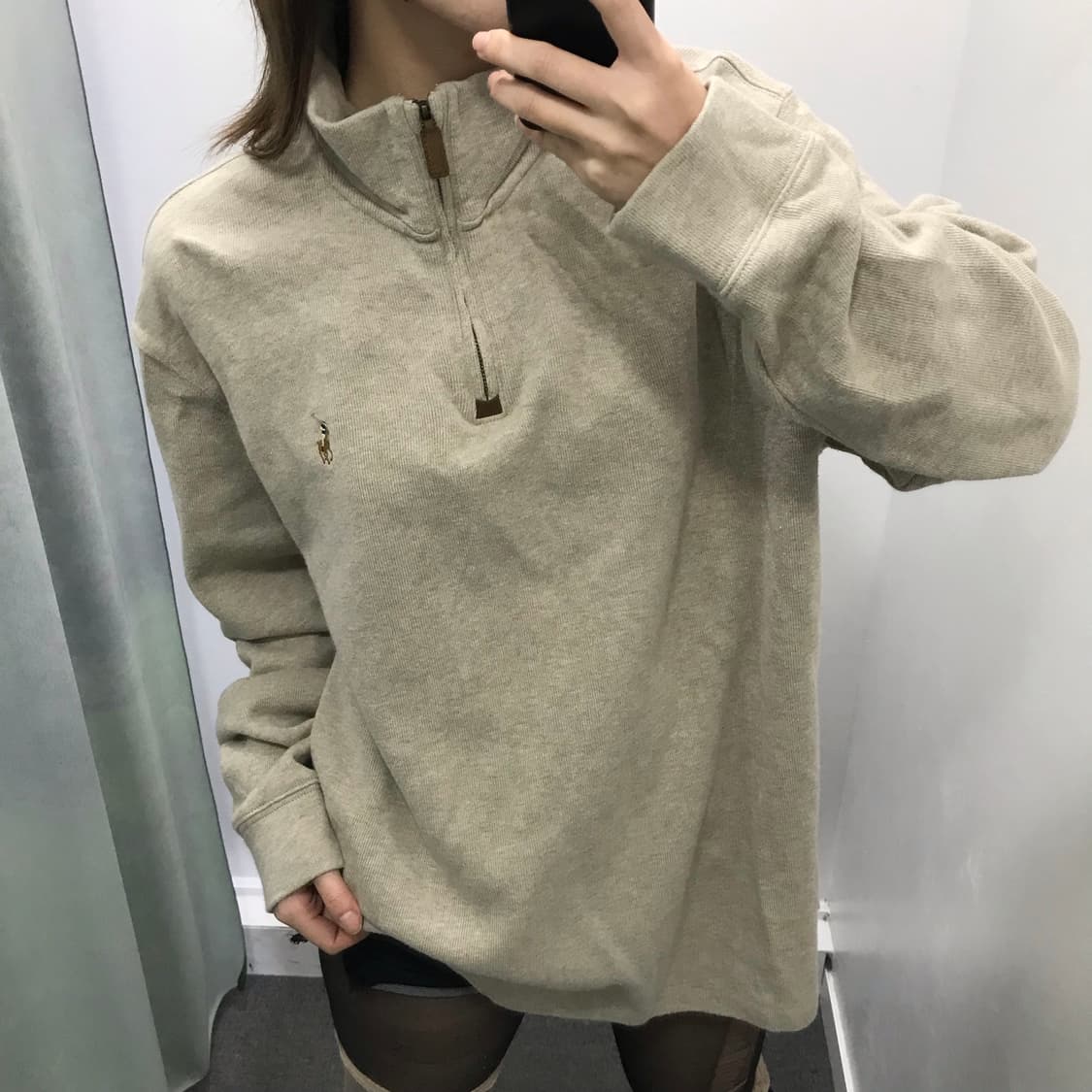 폴로 베이지 반집업 니트 상품이미지2