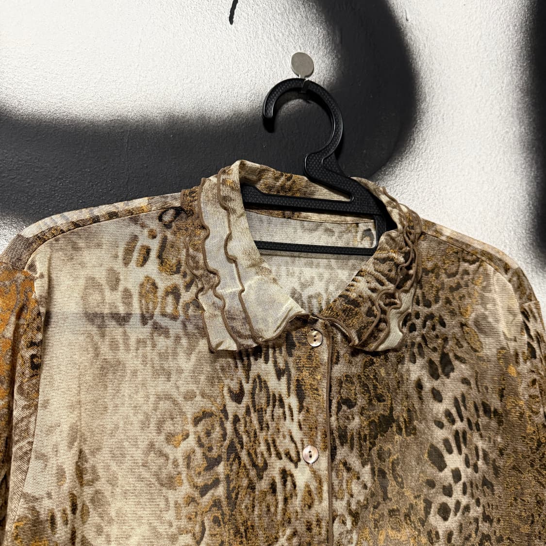 VTG 빈티지 레오파드 패턴 시스루 레이스 셔츠 블라우스 상품이미지3