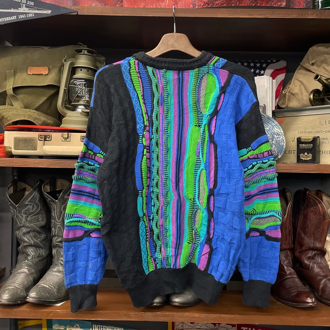 90s 크리스찬 모드 3D 케이블 쿠지 스타일 패턴 니트 스웨터 N35 상품이미지2