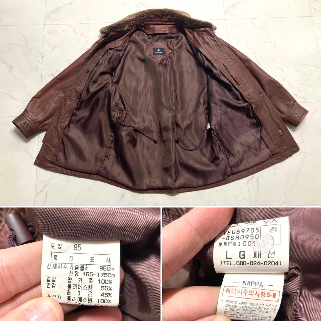 90s 벤츄라 양가죽 구스 내피 레더 자켓 100 L 상품이미지4