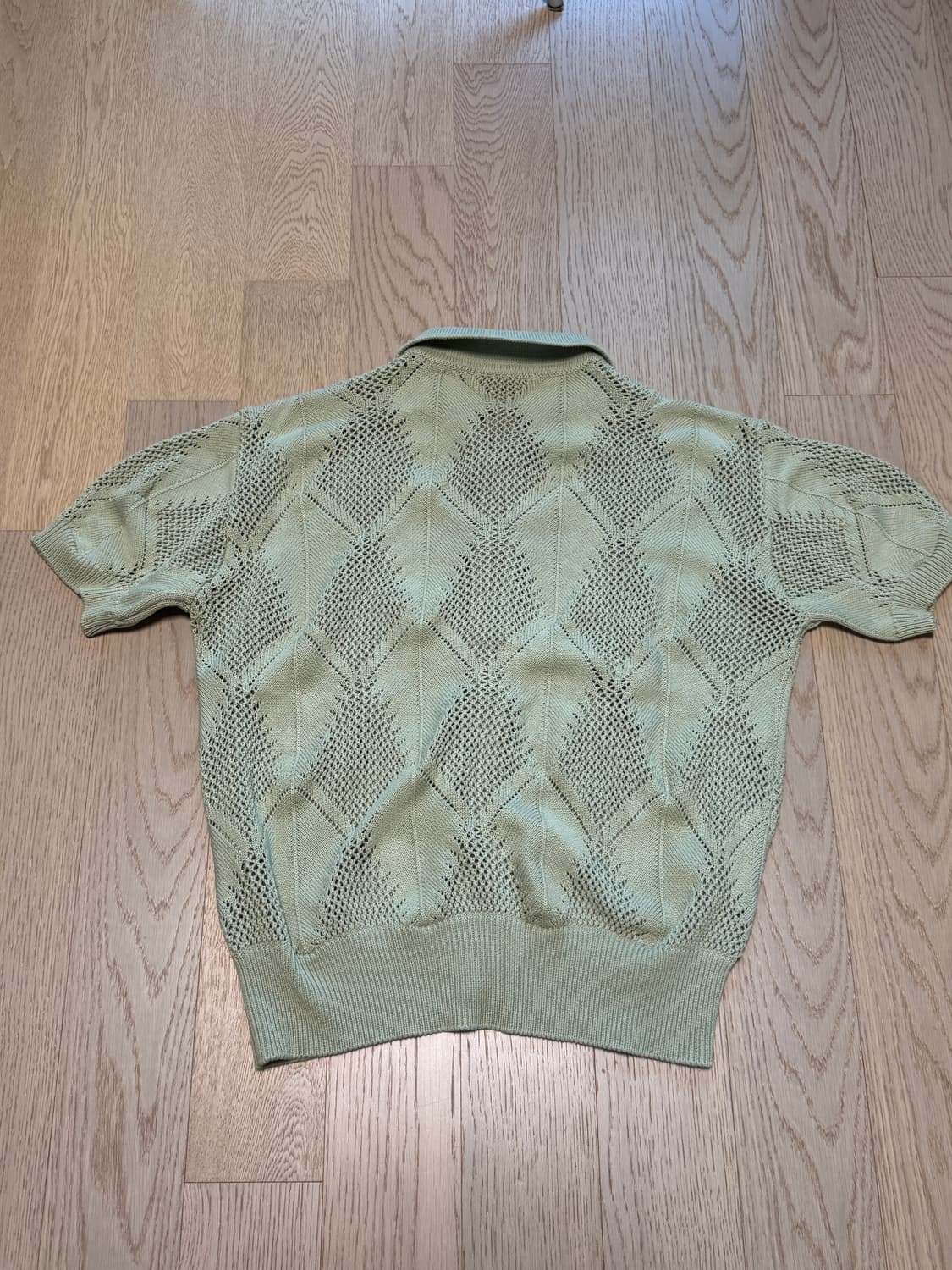 [L] 애프터프레이 리프 크로쉐 하프 니트 가디건 아보카도 상품이미지4