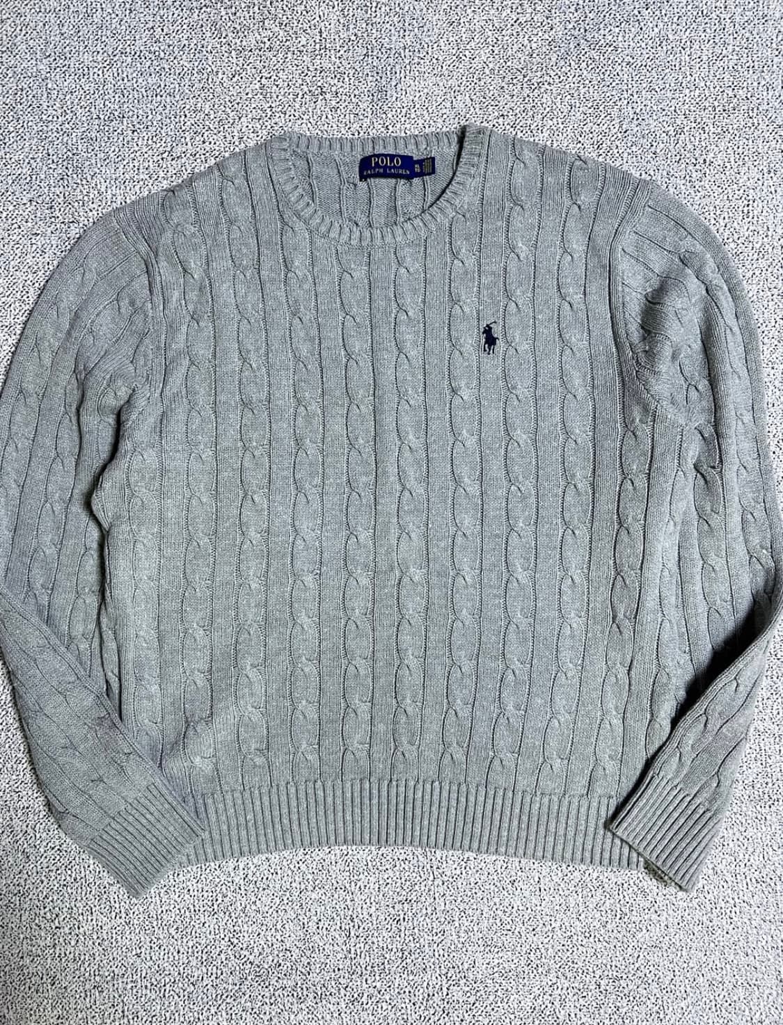 폴로 그레이 꽈배기 니트 상품이미지1