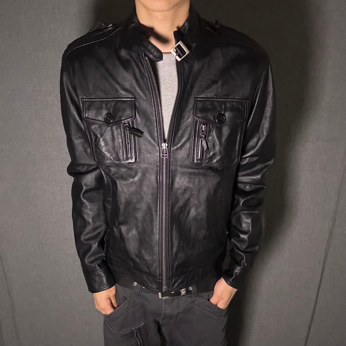 lamb skin pocket leather jacket 상품이미지1