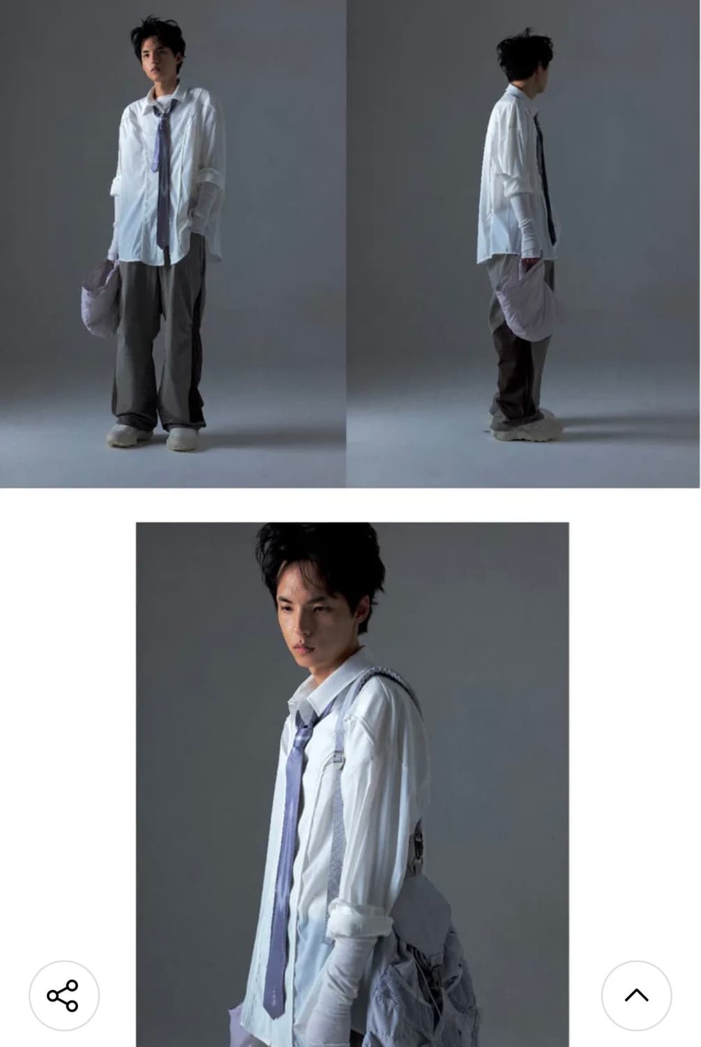 오호스 Chest hole nylon shirt/ white 상품이미지2