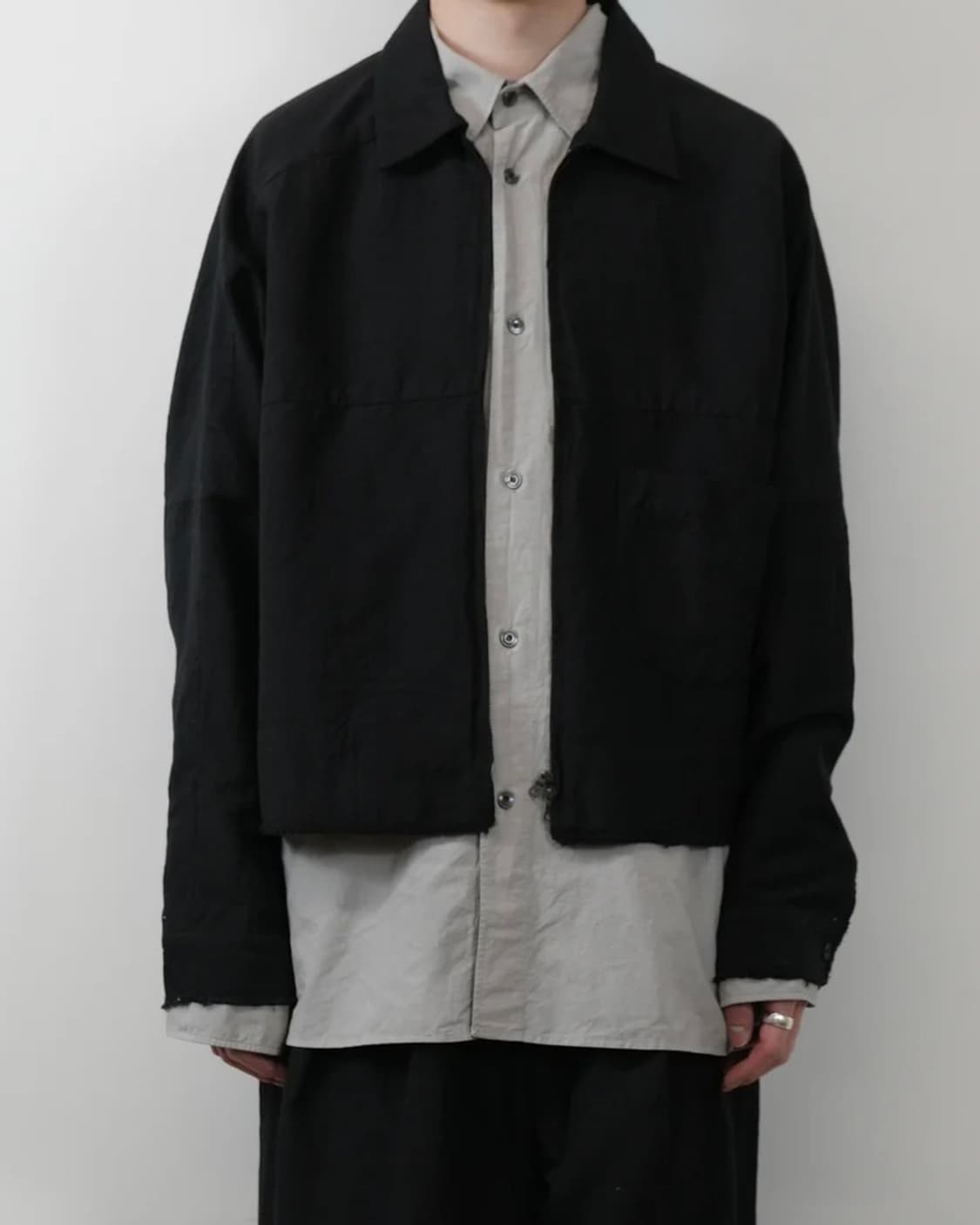 Ancellem 안셀름 울 린넨 숏 셔츠 자켓 - Black Size 2 상품이미지5