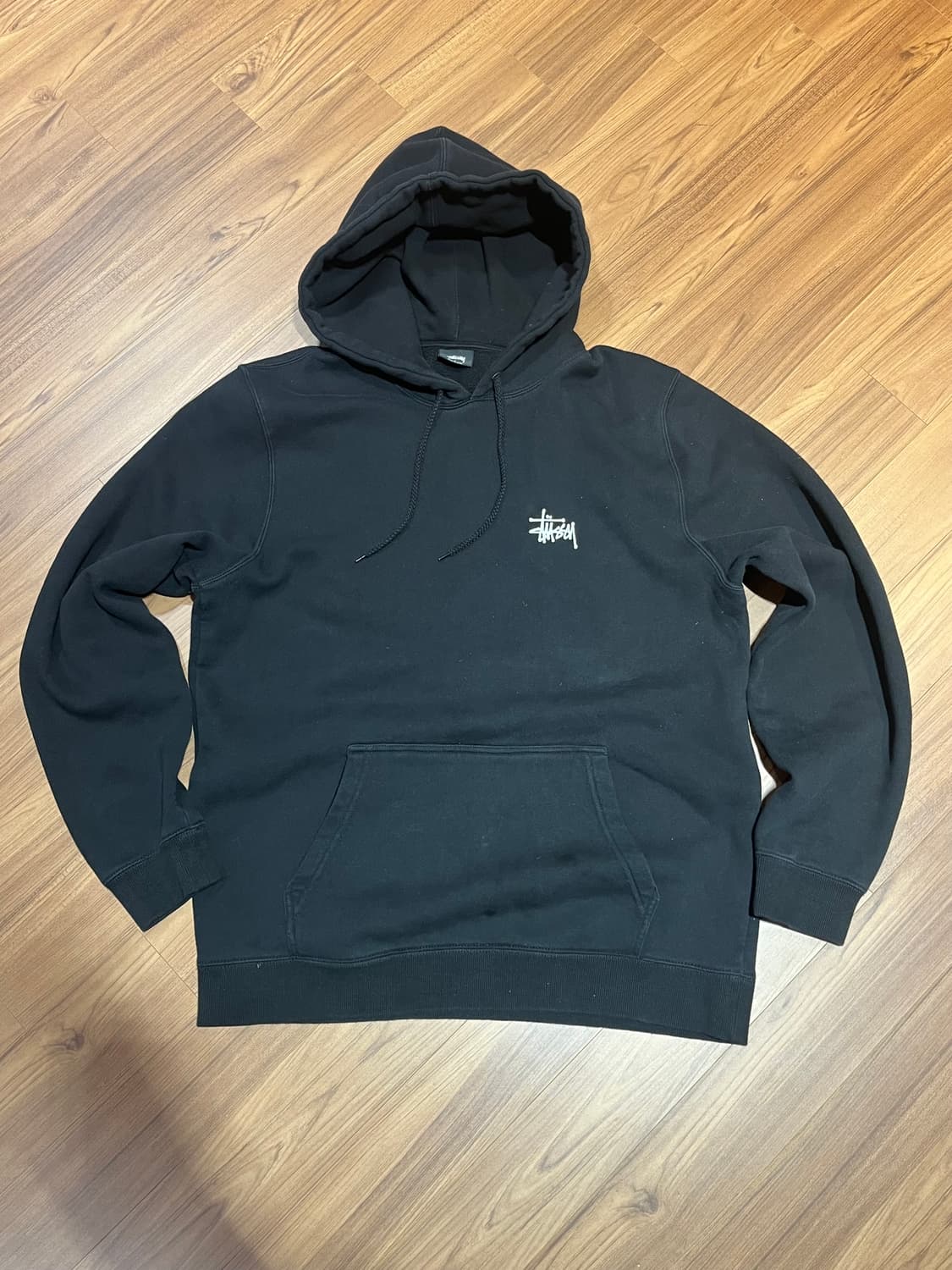 스투시 베이직 로고 후드티 블랙 L 상품이미지1