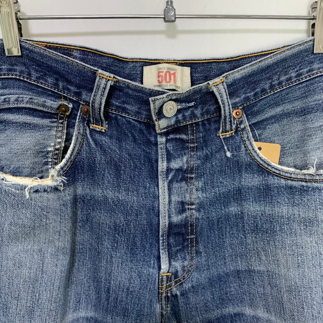 리바이스 501 데님팬츠 데미지 워싱진 청바지 32인치 00s 상품이미지4