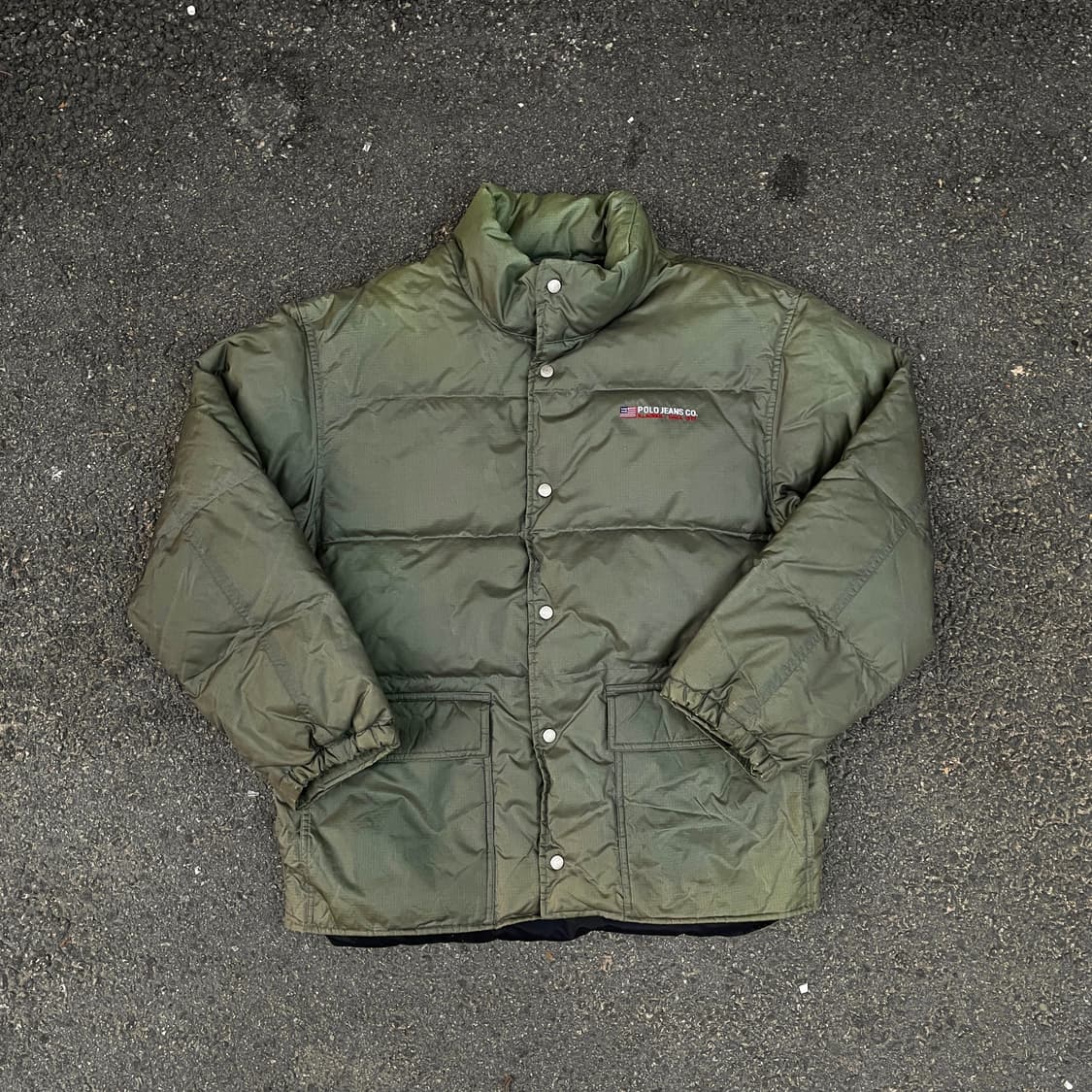 90s 폴로 올리브 그린 다운 푸퍼 자켓 올드스쿨 패딩 M L 상품이미지2