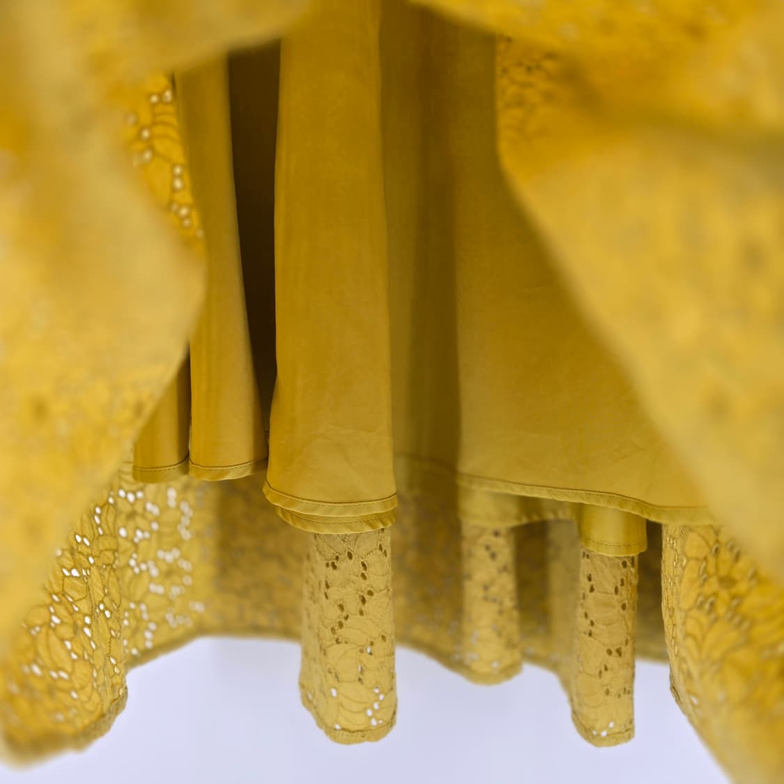 빈티지 레이스 롱스커트 옐로우 밴딩 스커트 여성 데이트룩 상품이미지8