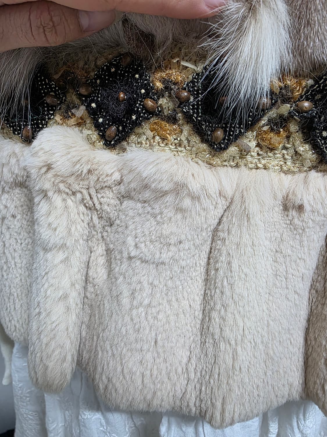 폭스퍼 레이스 퍼 자켓 / 토끼털 트리밍 / 초희귀 빈티지  상품이미지3