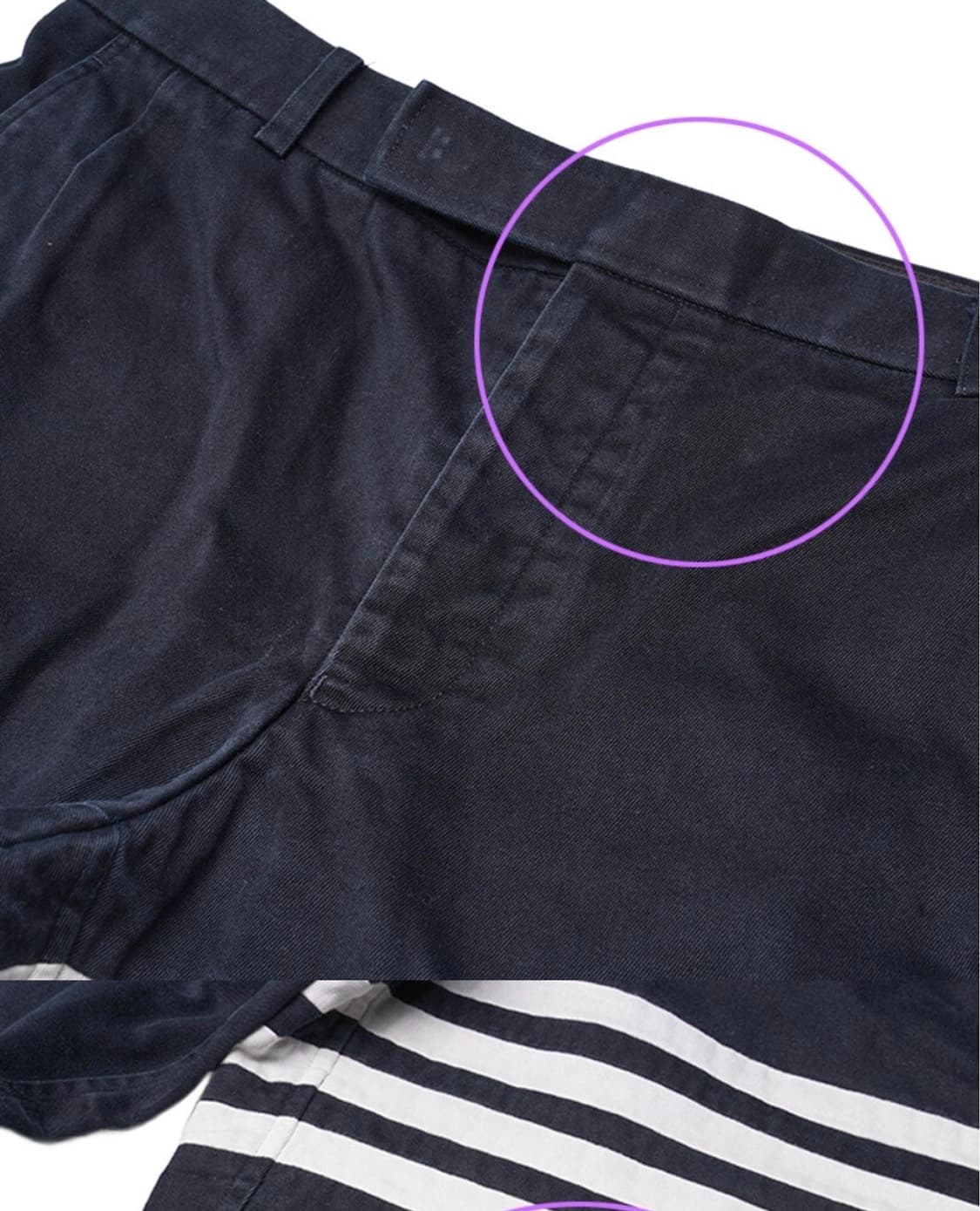 톰브라운 사선 언컨스트럭티드 치노 팬츠 네이비 (MTU245A) 상품이미지5