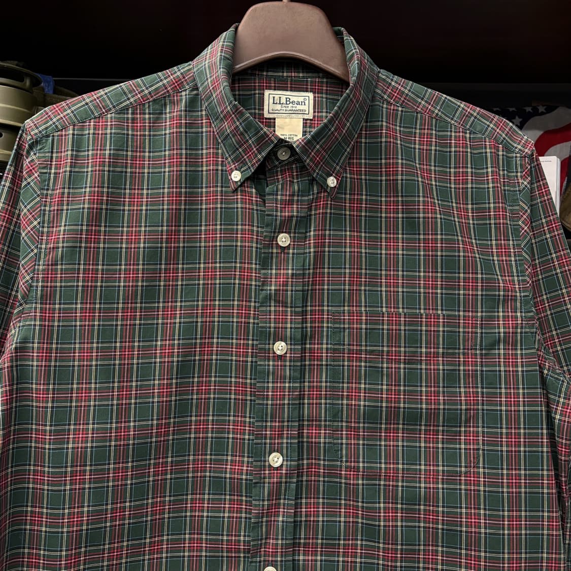 00s 엘엘빈 스몰 타탄체크 버튼다운 셔츠 패치포켓 N447 상품이미지3