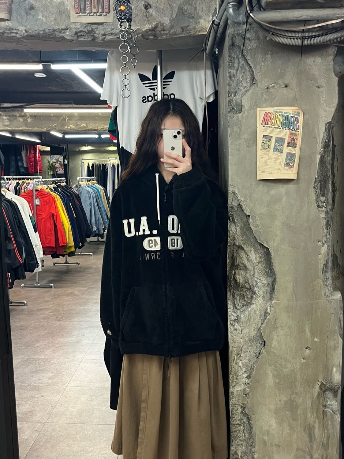 후아유 퍼플리스 후드집업 블랙 L #csz2258 상품이미지2