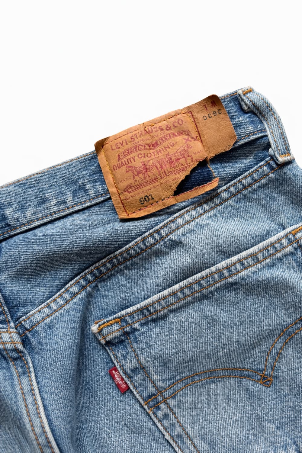 90s 리바이스 501 워싱 데님 34" MADE IN USA 상품이미지9
