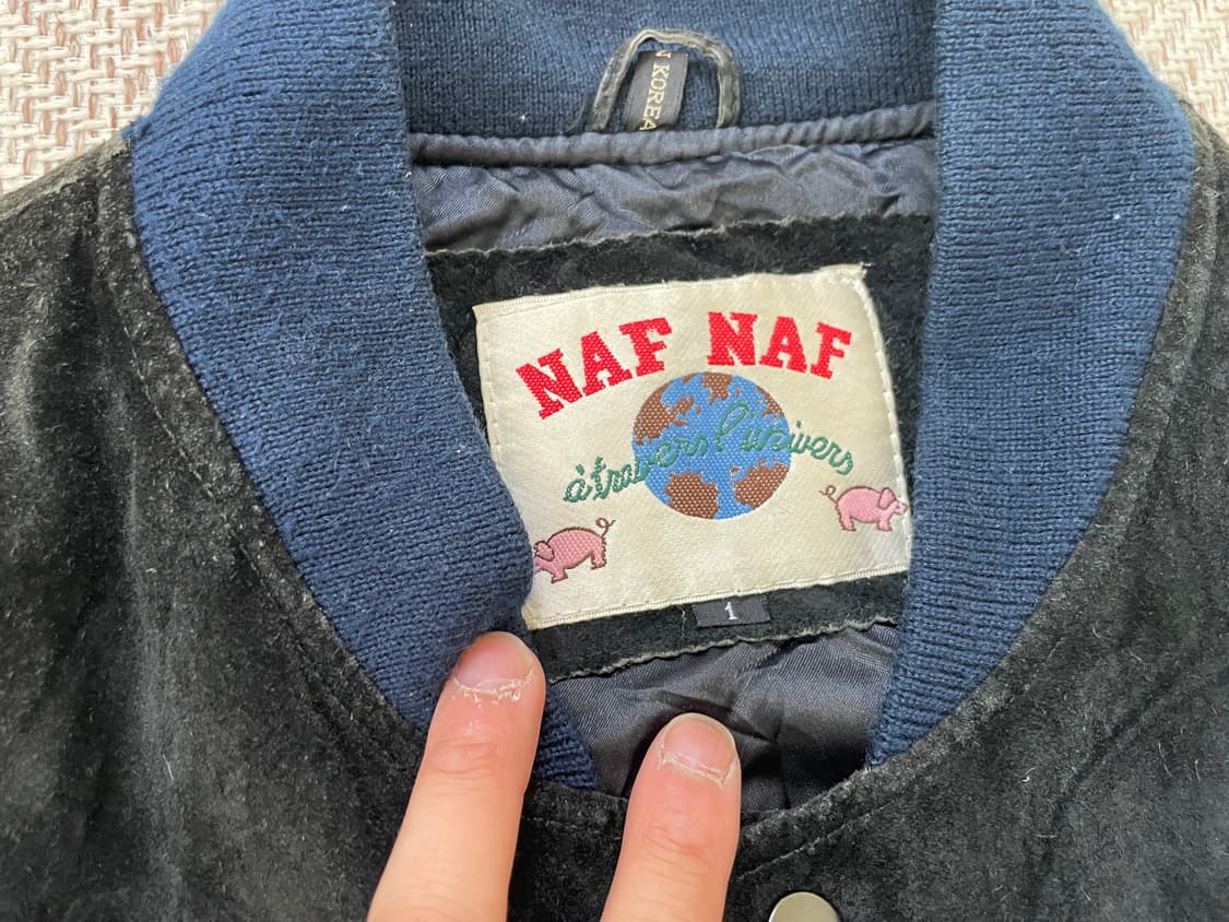 Naf naf 빈티지 스웨이드 레더 패치 바시티 자켓  J04221 상품이미지7