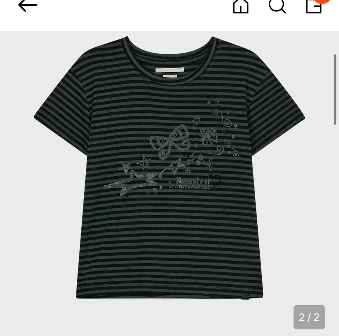 타입서비스 차콜 스트라이프 큐빅 리본 핫 픽스 반팔 상품이미지1