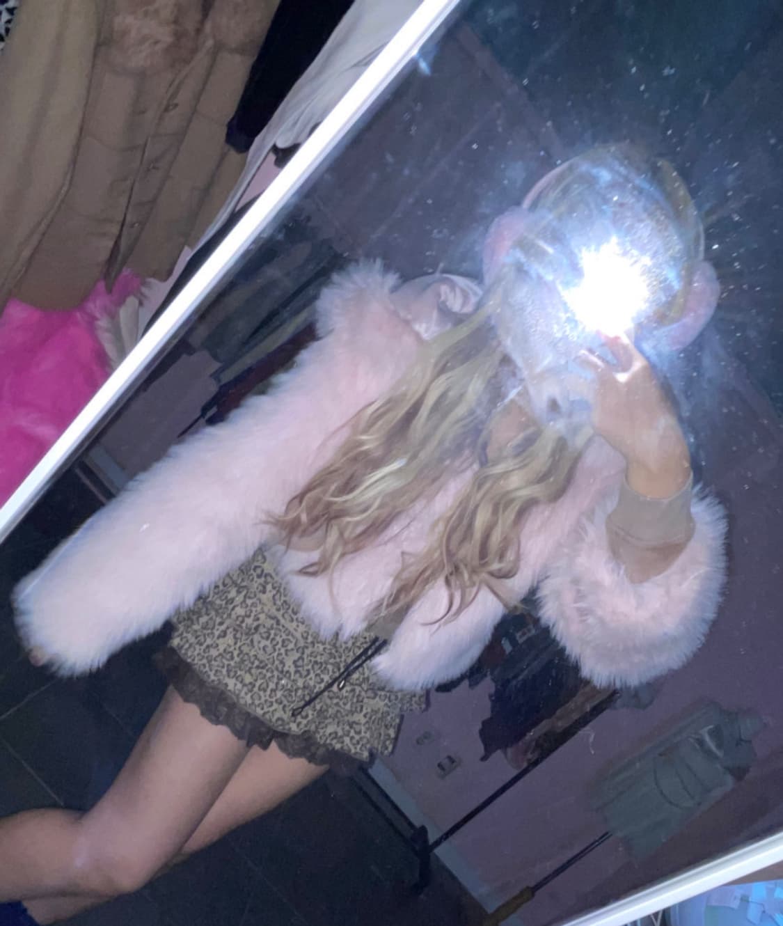 핑크 후드 퍼 자켓 갸루히메y2k 상품이미지3