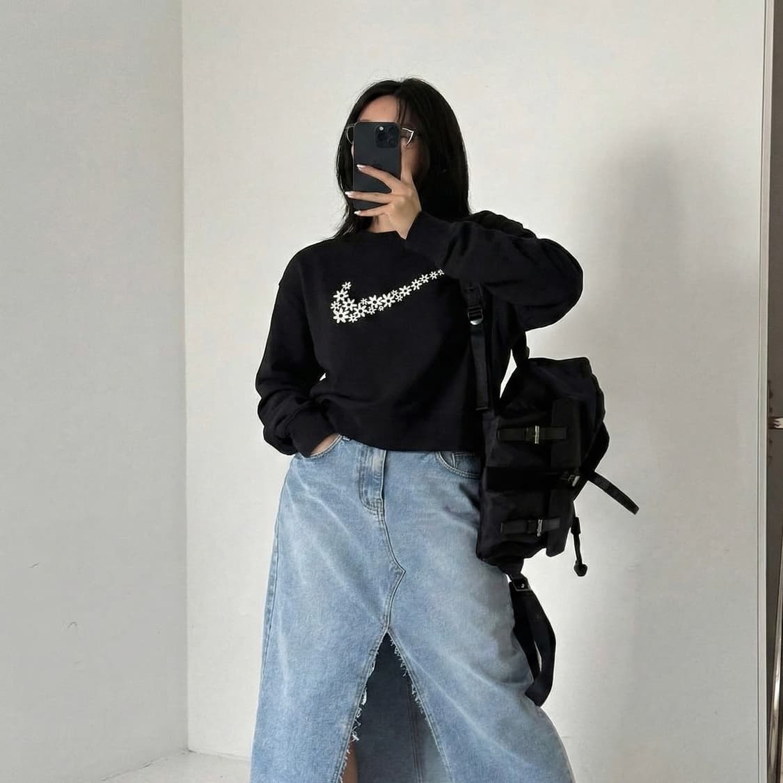 나이키 플라워 스우시 블랙 쭉티 상품이미지1