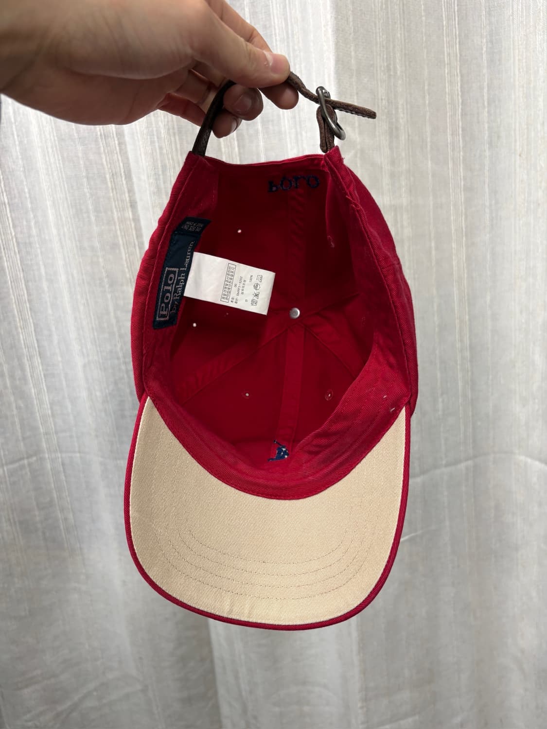 Polo 폴로 랄프로렌 빈티지 가죽 스트랩 볼캡 모자  상품이미지3