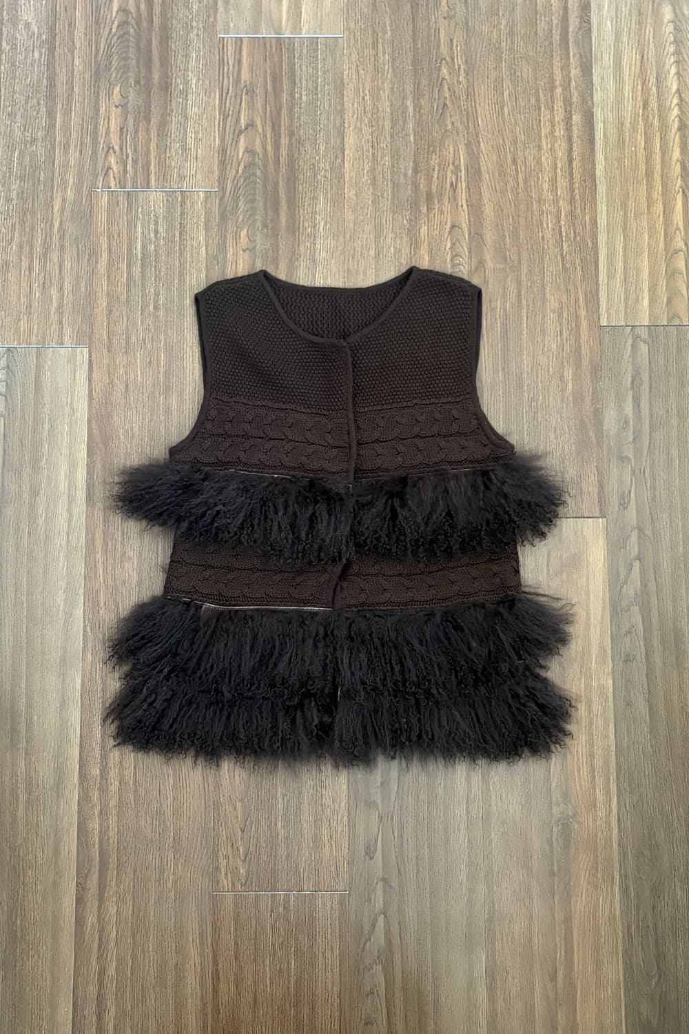 Brown Knit & Fur Trim Vest 39,000원  - CO 상품이미지4