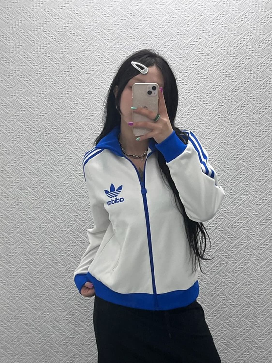 아디다스 대장급 Y2K 코발트블루 배색 져지 집업 XL C07126 상품이미지1